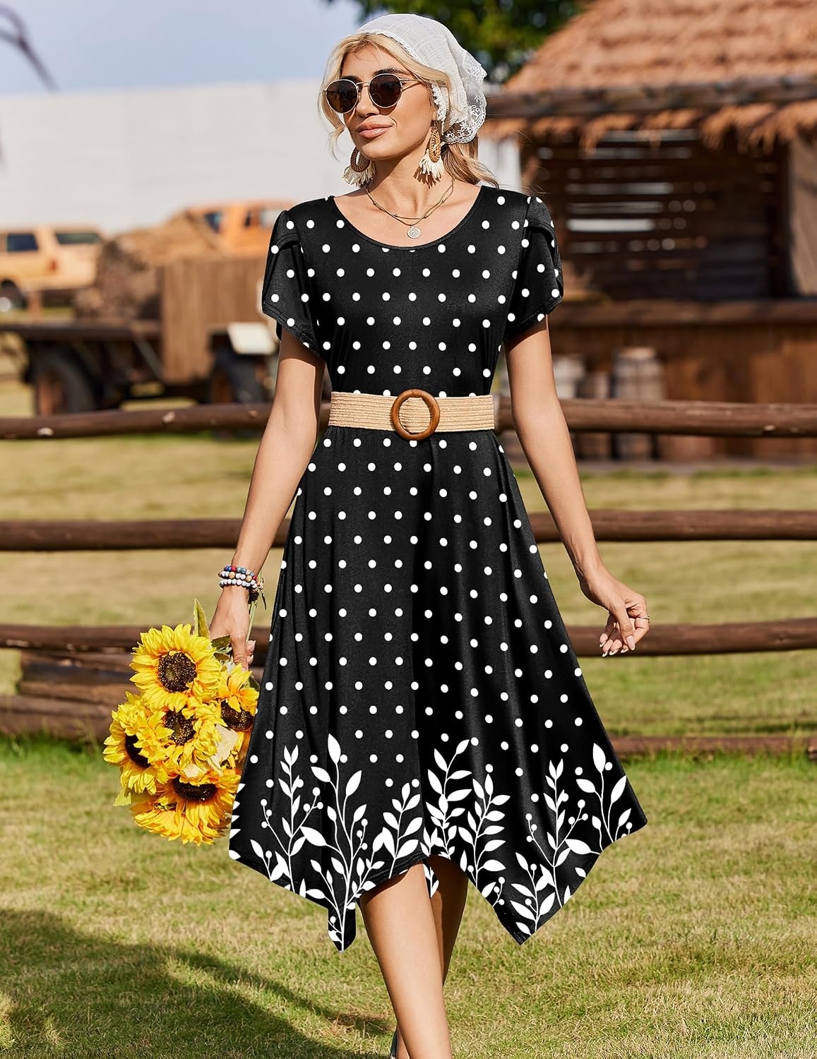 image:imageZeagoo Womens Casual Dress for Summer Loose Hankerchief Flare Midi SundressBlack Sp122