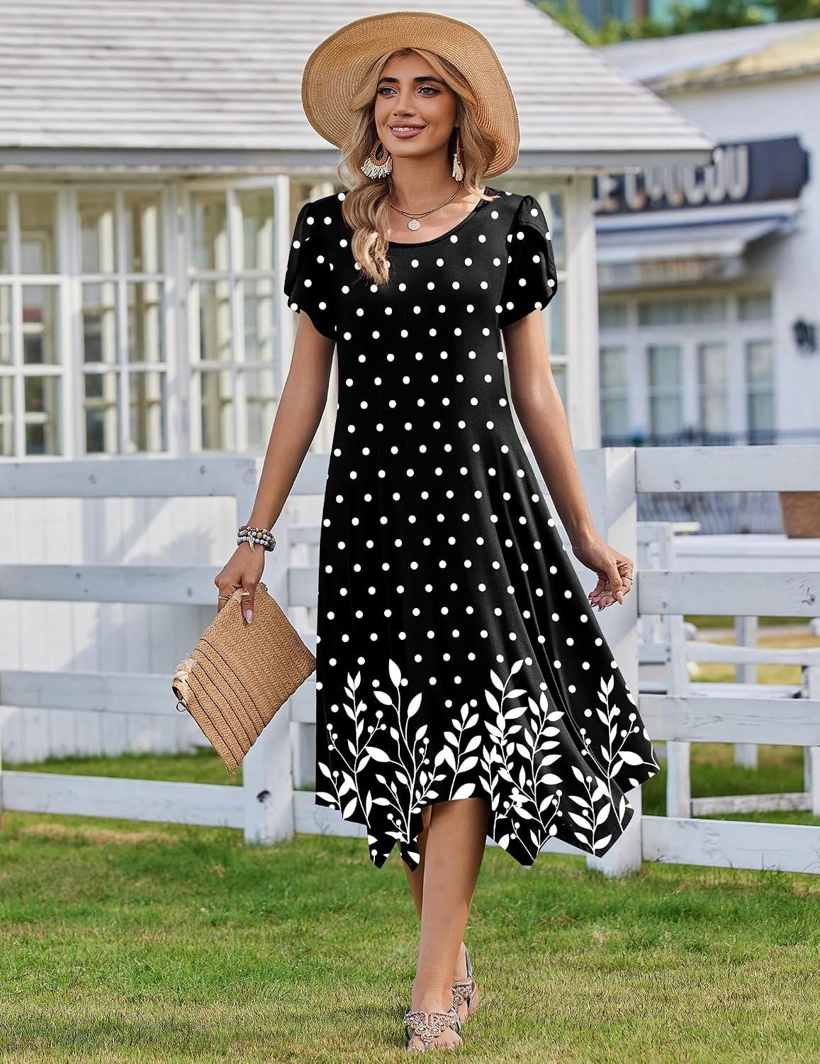 image:imageZeagoo Womens Casual Dress for Summer Loose Hankerchief Flare Midi SundressBlack Sp122