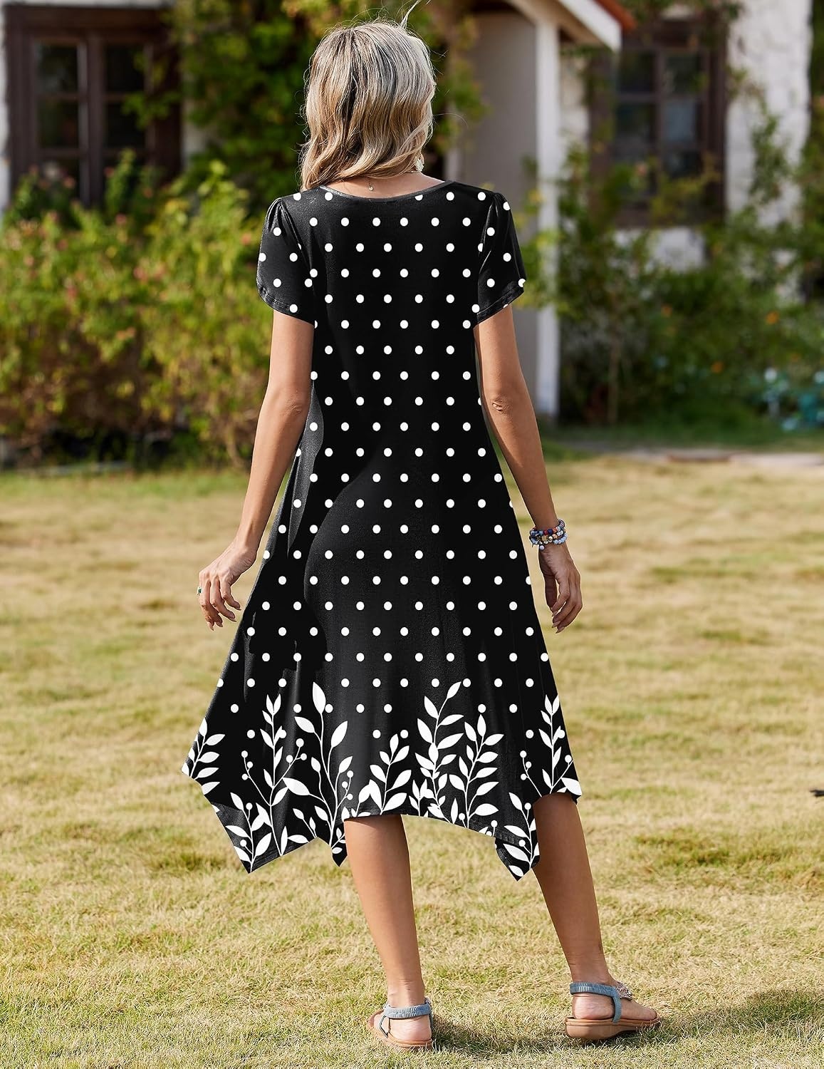 image:imageZeagoo Womens Casual Dress for Summer Loose Hankerchief Flare Midi SundressBlack Sp122