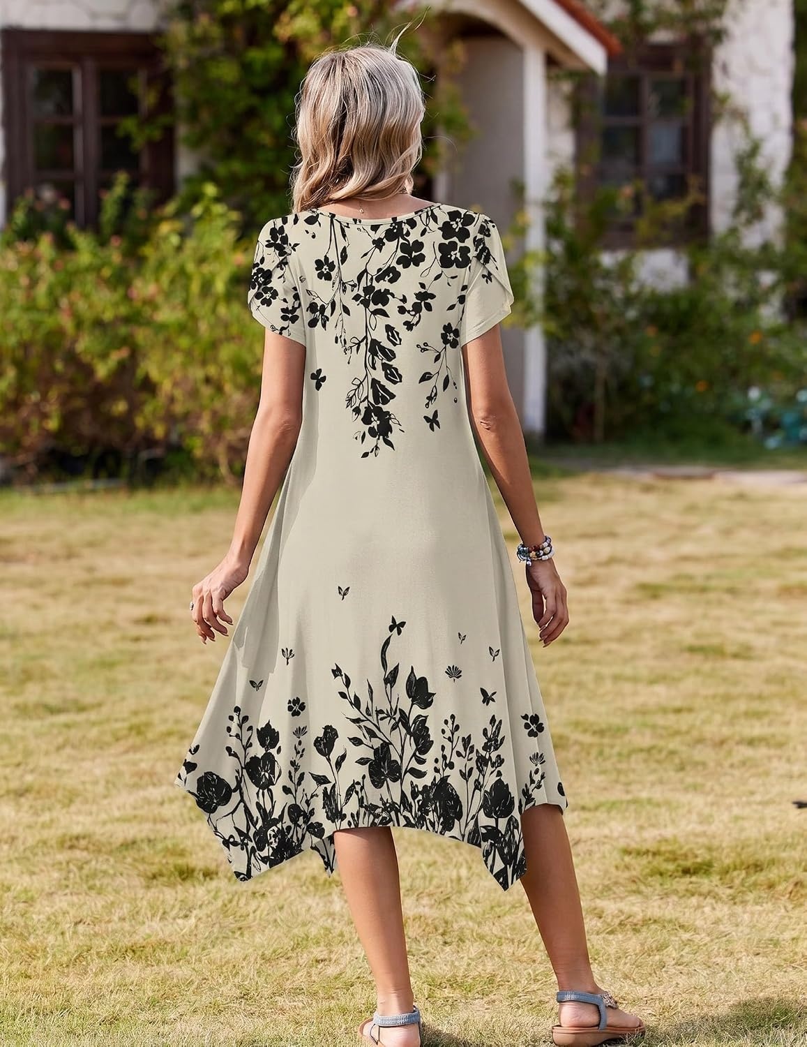 image:imageZeagoo Womens Casual Dress for Summer Loose Hankerchief Flare Midi SundressSf364