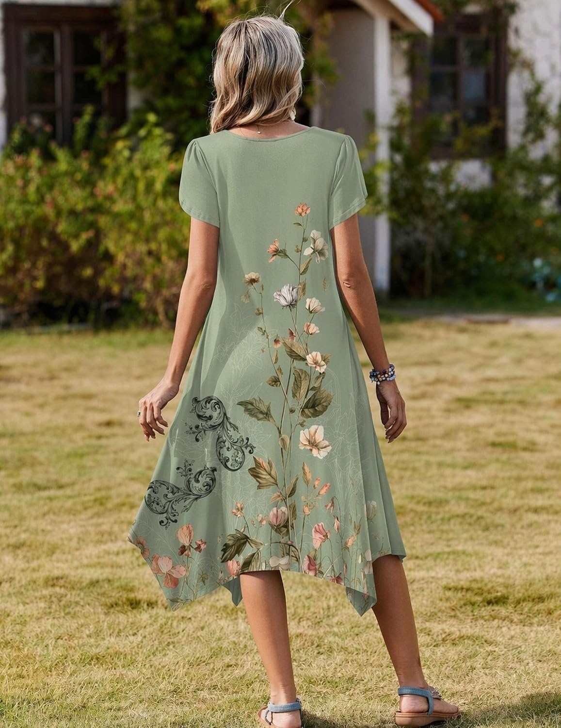 image:imageZeagoo Womens Casual Dress for Summer Loose Hankerchief Flare Midi SundressWf171