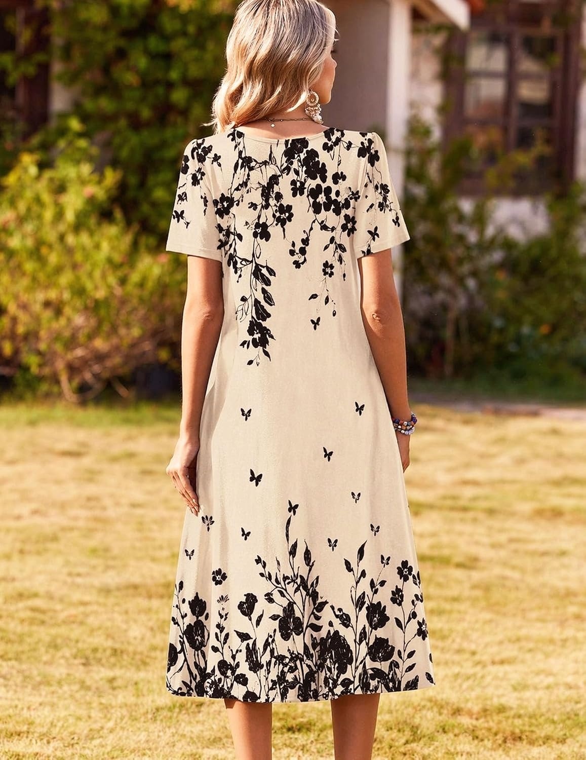 image:imageZeagoo Womens Casual Dresses for Summer Short Sleeve Flare Midi Dress BeachSf364