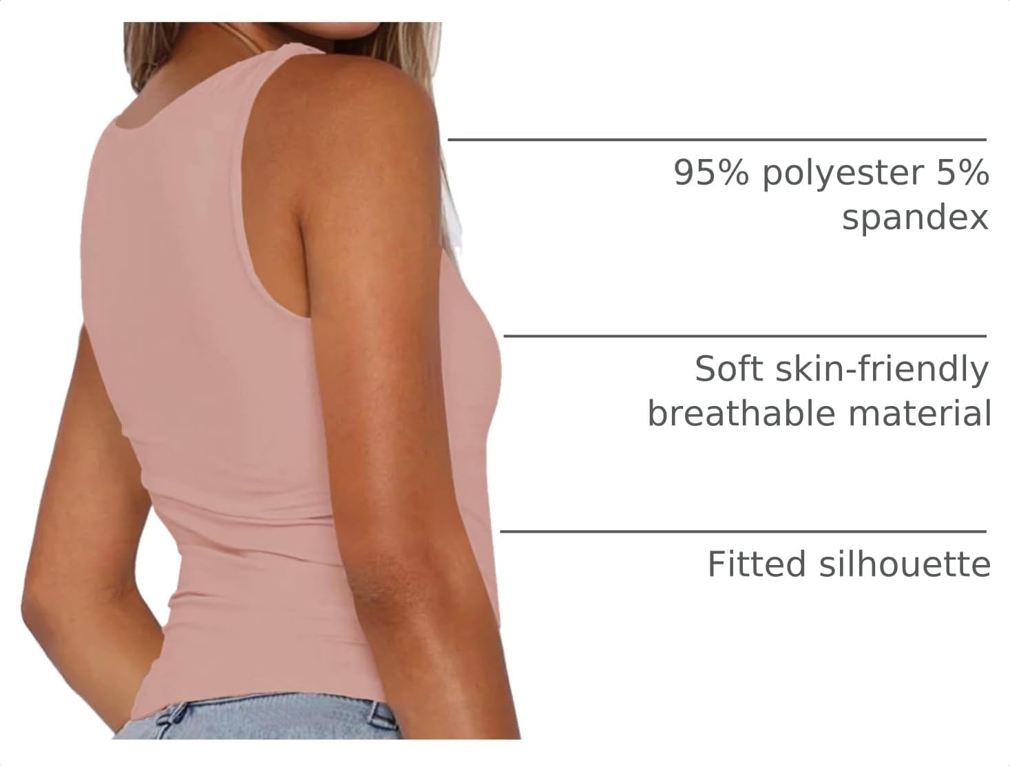 image:imageZeagoo Womens Double Lined Square Neck Tank Top Sleeveless Basic Crop TopsMauve Pink