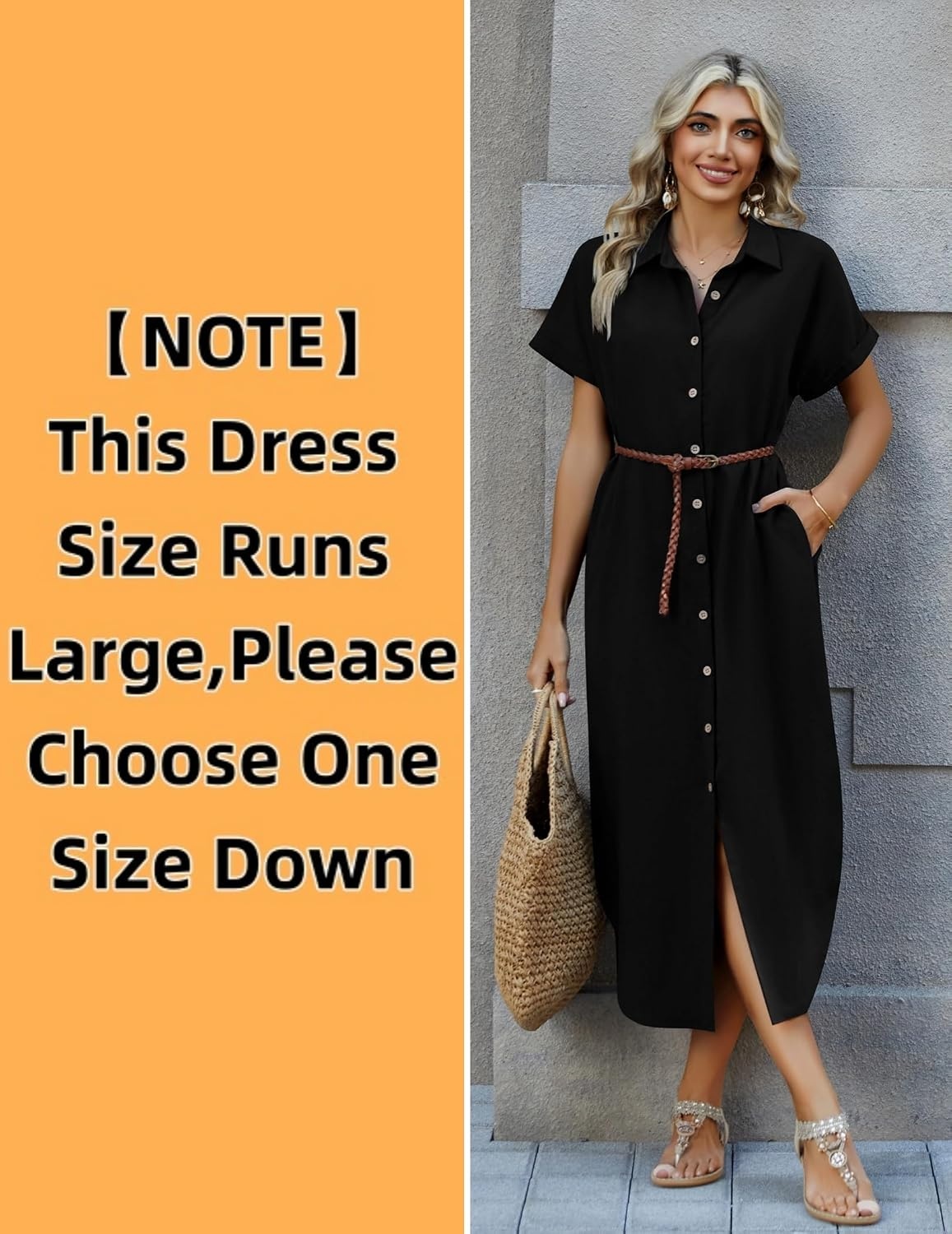 image:imageZeagoo Womens Dresses Casual Summer Short Sleeve Button Down Long Shirt Dresses Swimsuit Beach Cover Ups with Pockets01black