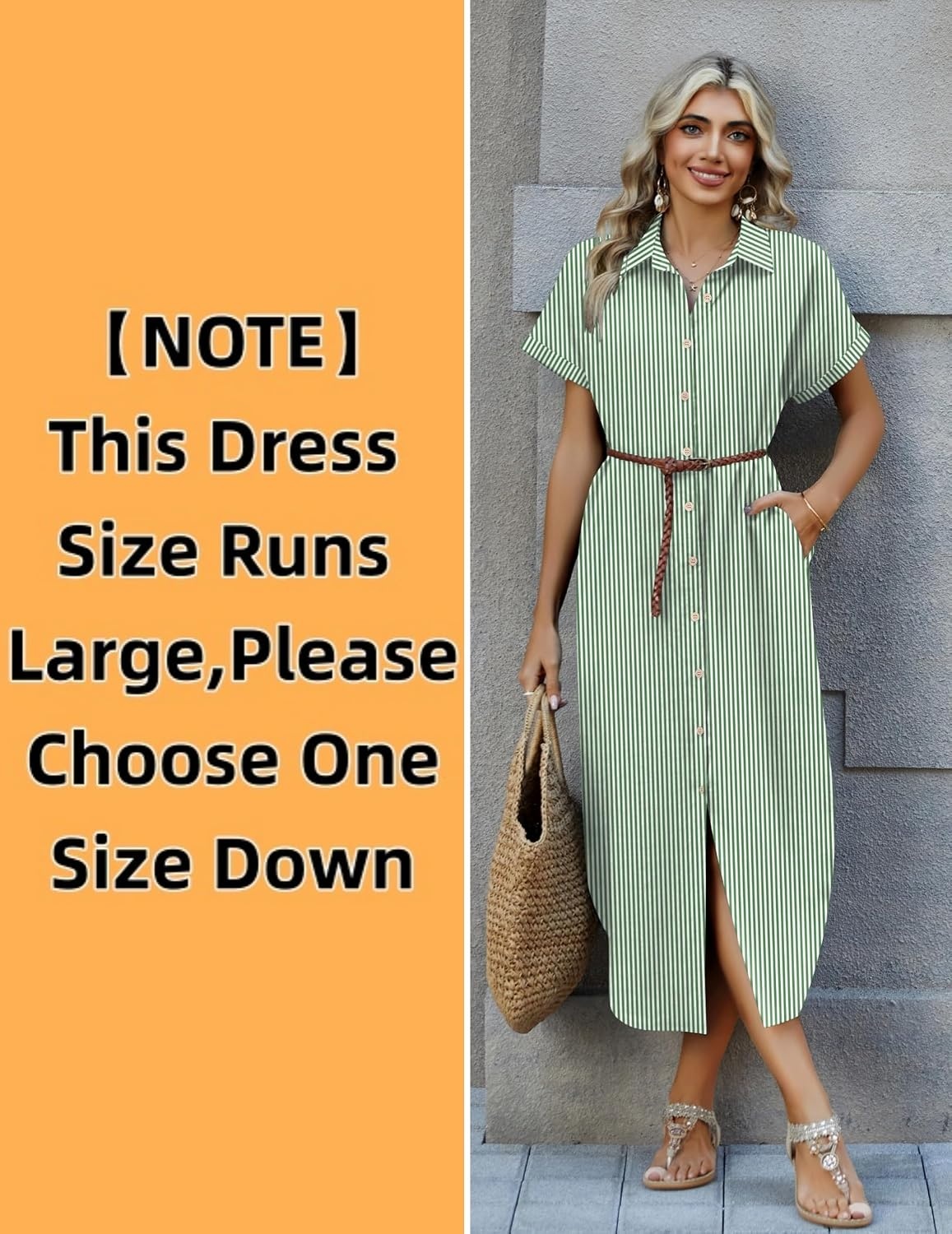 image:imageZeagoo Womens Dresses Casual Summer Short Sleeve Button Down Long Shirt Dresses Swimsuit Beach Cover Ups with PocketsGreen Stripe