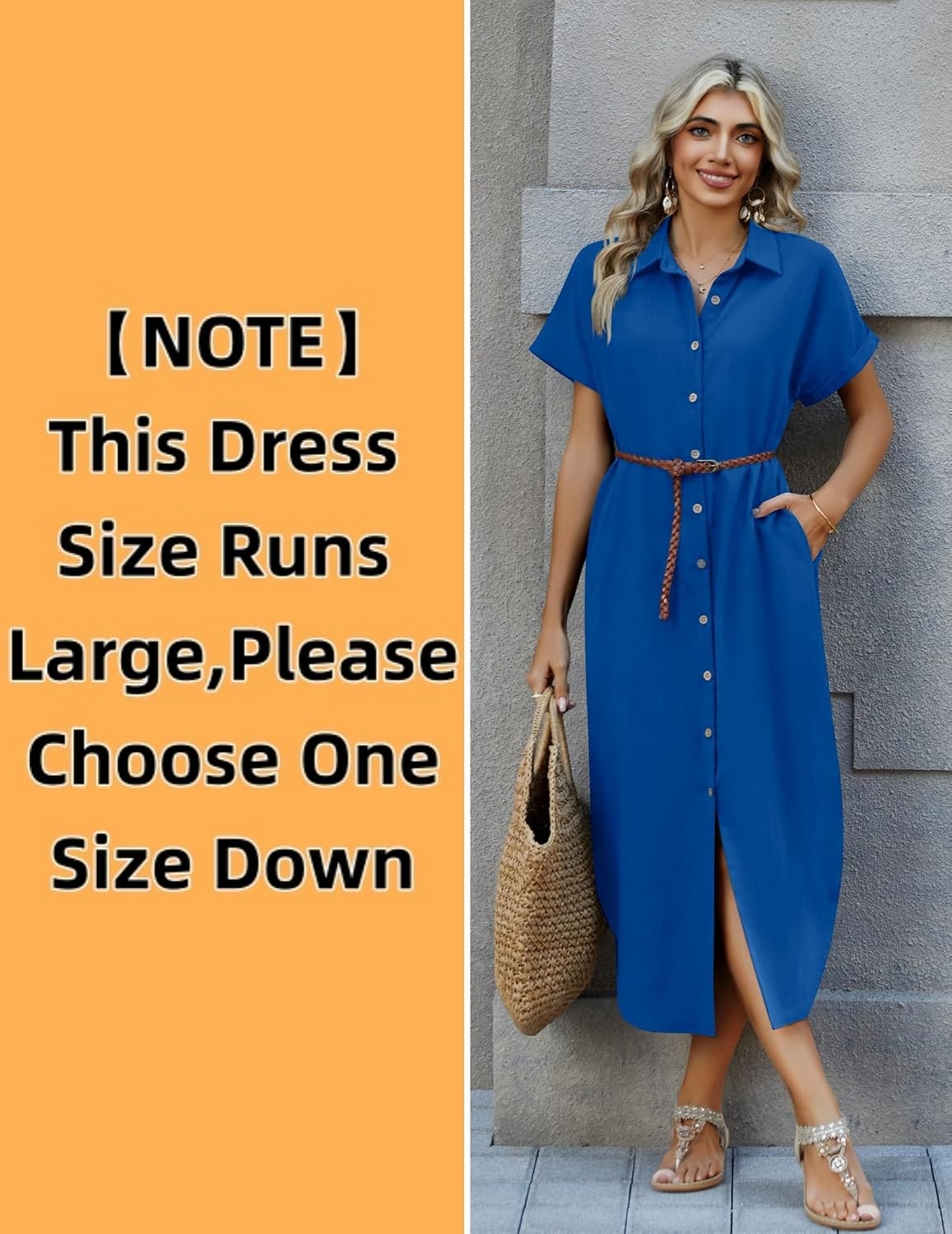 image:imageZeagoo Womens Dresses Casual Summer Short Sleeve Button Down Long Shirt Dresses Swimsuit Beach Cover Ups with PocketsRoyal Blue