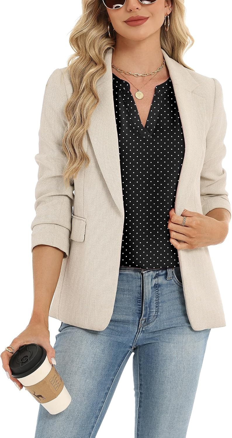 image:imageZeagoo Womens Dressy Casual Chffon Shirts Short Sleeve V Neck Work BlouseBlack Polka Dots