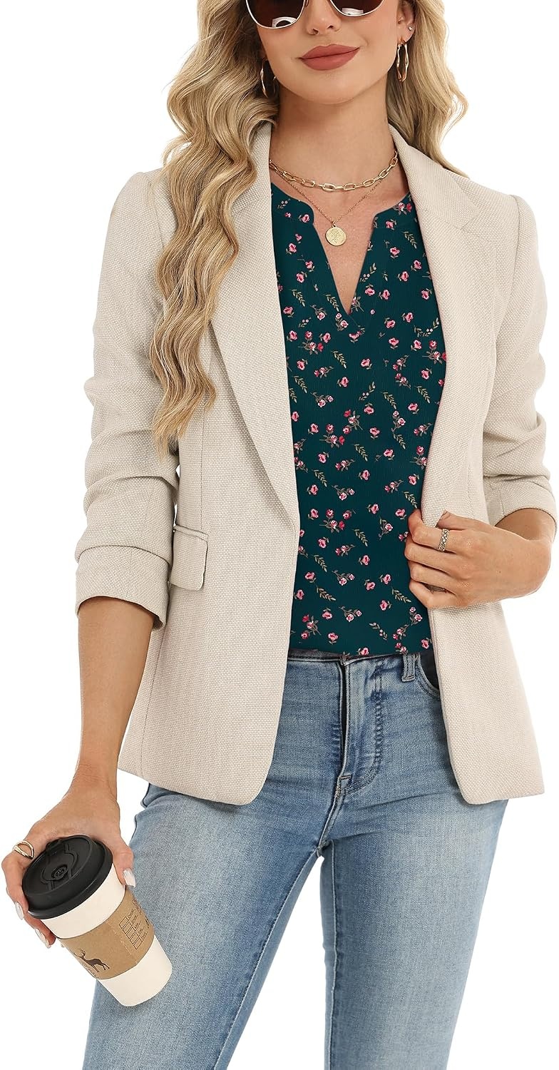 image:imageZeagoo Womens Dressy Casual Chffon Shirts Short Sleeve V Neck Work BlouseDark Green Floral