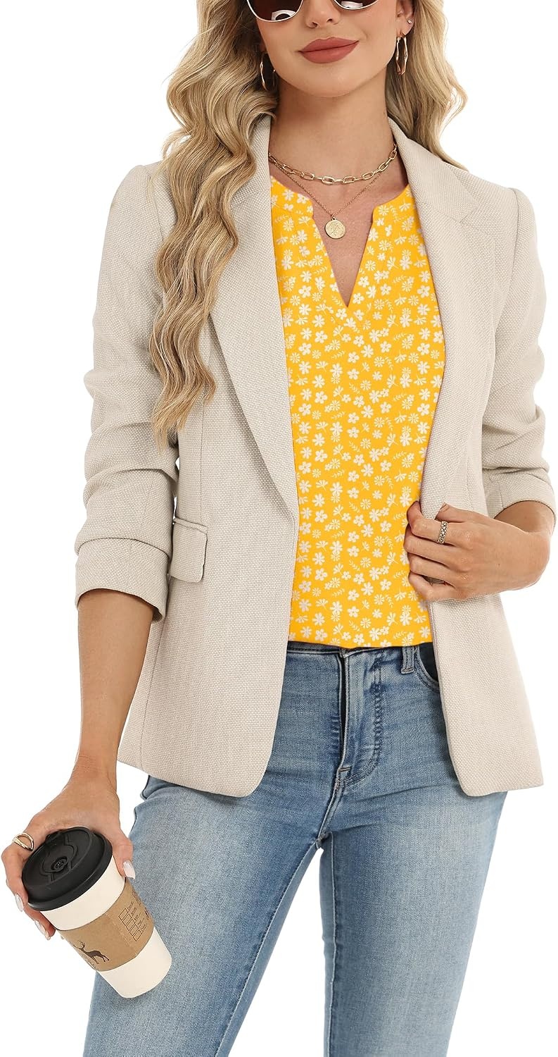 image:imageZeagoo Womens Dressy Casual Chffon Shirts Short Sleeve V Neck Work BlouseYellow Floral
