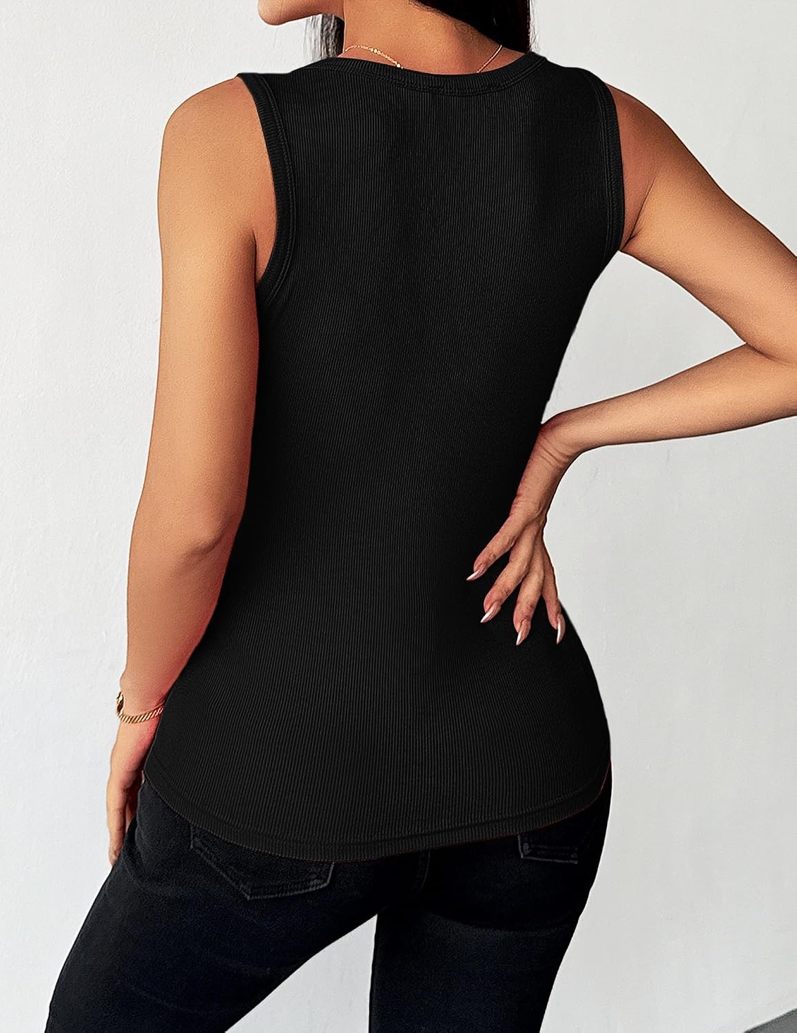 image:imageZeagoo Womens Sleeveless Scoop Neck Tank Tops Ribbed Fitted Basic Tops 2026A1black