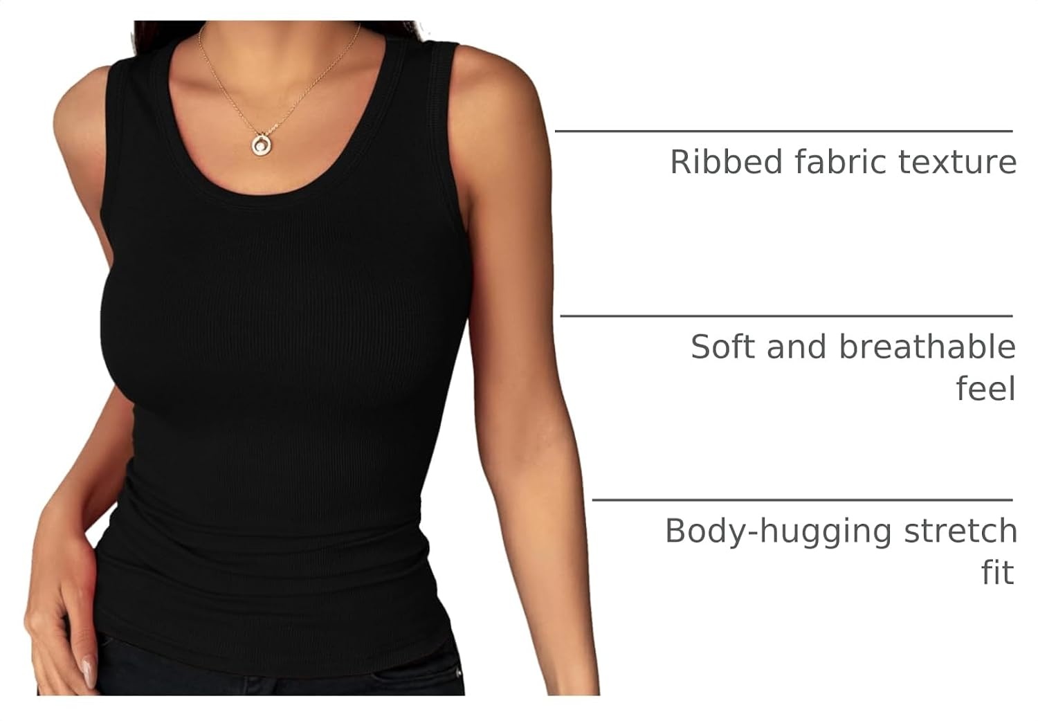 image:imageZeagoo Womens Sleeveless Scoop Neck Tank Tops Ribbed Fitted Basic Tops 2026A1black