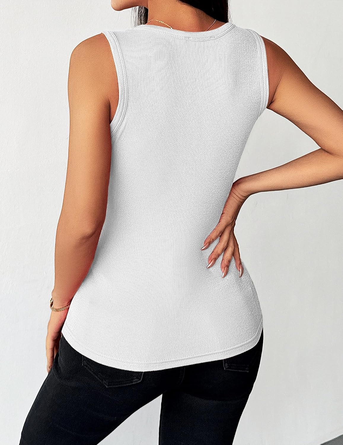 image:imageZeagoo Womens Sleeveless Scoop Neck Tank Tops Ribbed Fitted Basic Tops 2026A1white