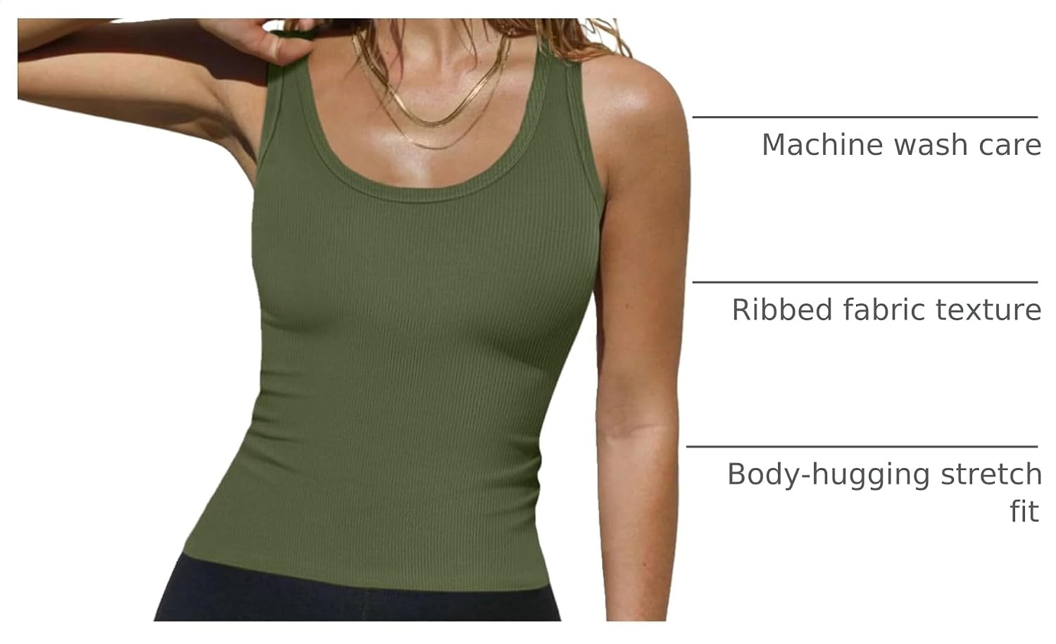 image:imageZeagoo Womens Sleeveless Scoop Neck Tank Tops Ribbed Fitted Basic Tops 2026Army Green