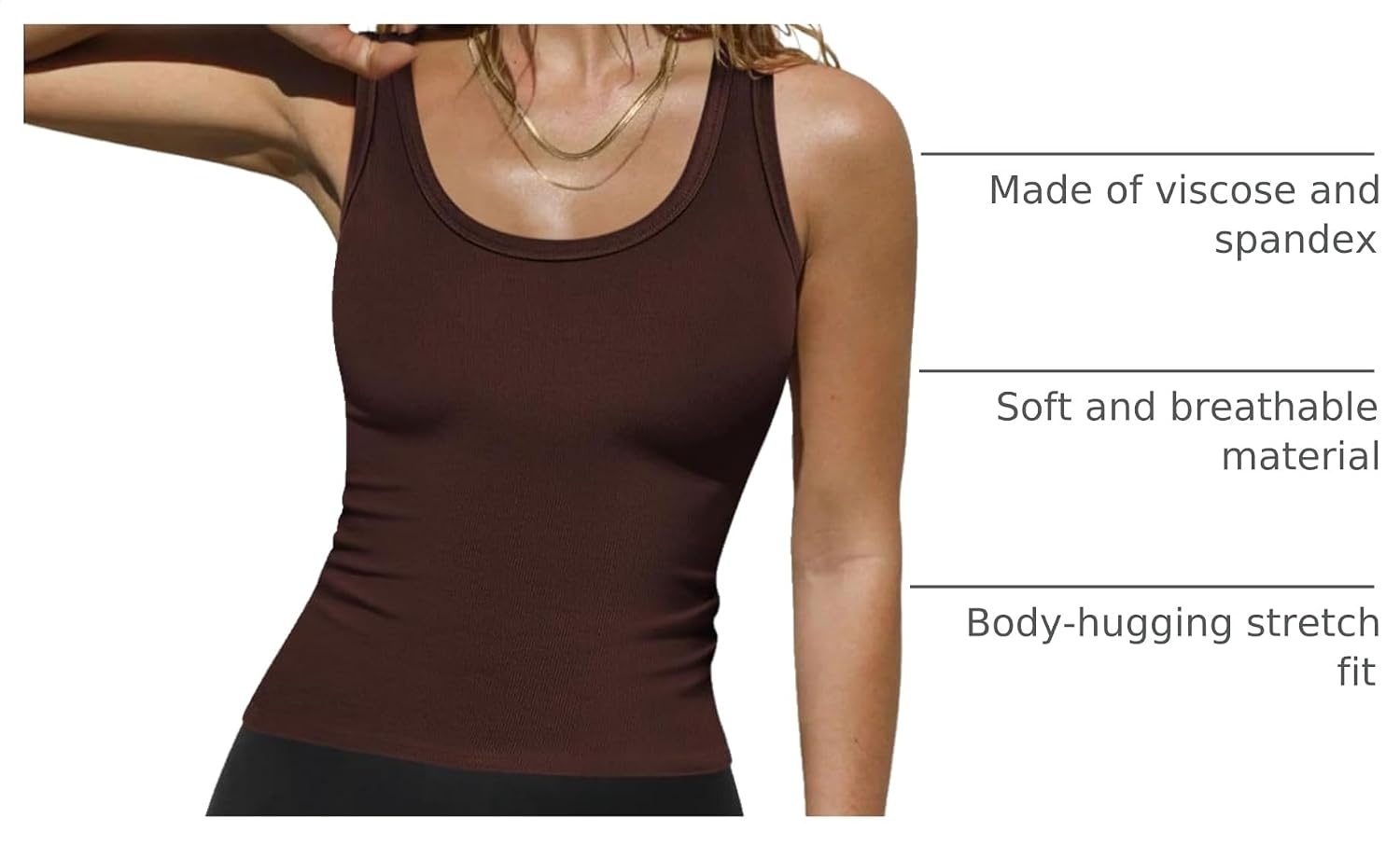 image:imageZeagoo Womens Sleeveless Scoop Neck Tank Tops Ribbed Fitted Basic Tops 2026Brown