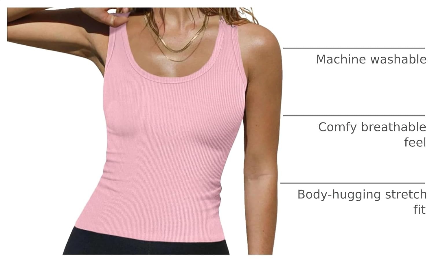 image:imageZeagoo Womens Sleeveless Scoop Neck Tank Tops Ribbed Fitted Basic Tops 2026Pink