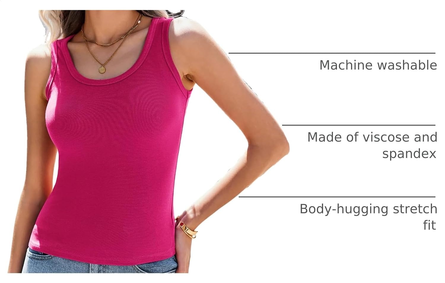 image:imageZeagoo Womens Sleeveless Scoop Neck Tank Tops Ribbed Fitted Basic Tops 2026Rose Pink