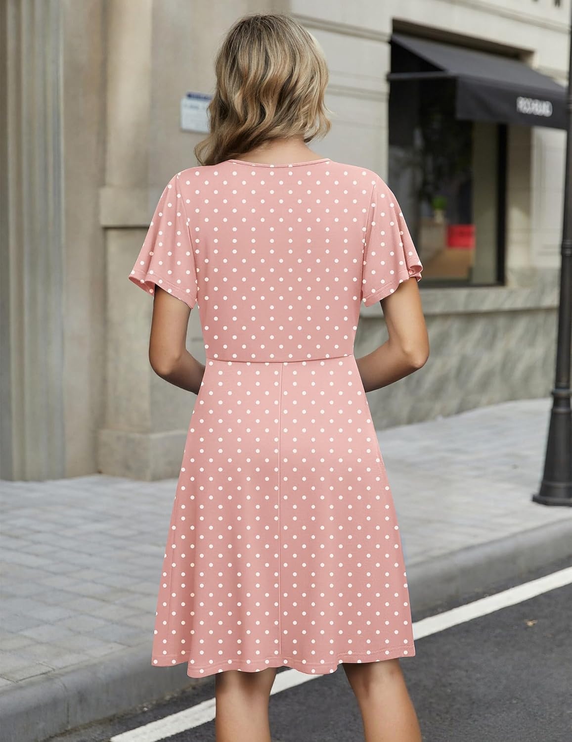 image:imageZeagoo Womens Summer Dresses Wrap V Neck Dress Floral ALine Ruffle Sleeve Casual Sundress with Pockets 2026Pink Floral