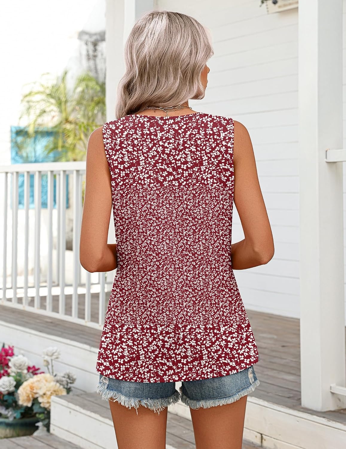 image:imageZeagoo Womens Summer Sleeveless Tank Tops Crew Neck Babydoll Casual TopsFloral