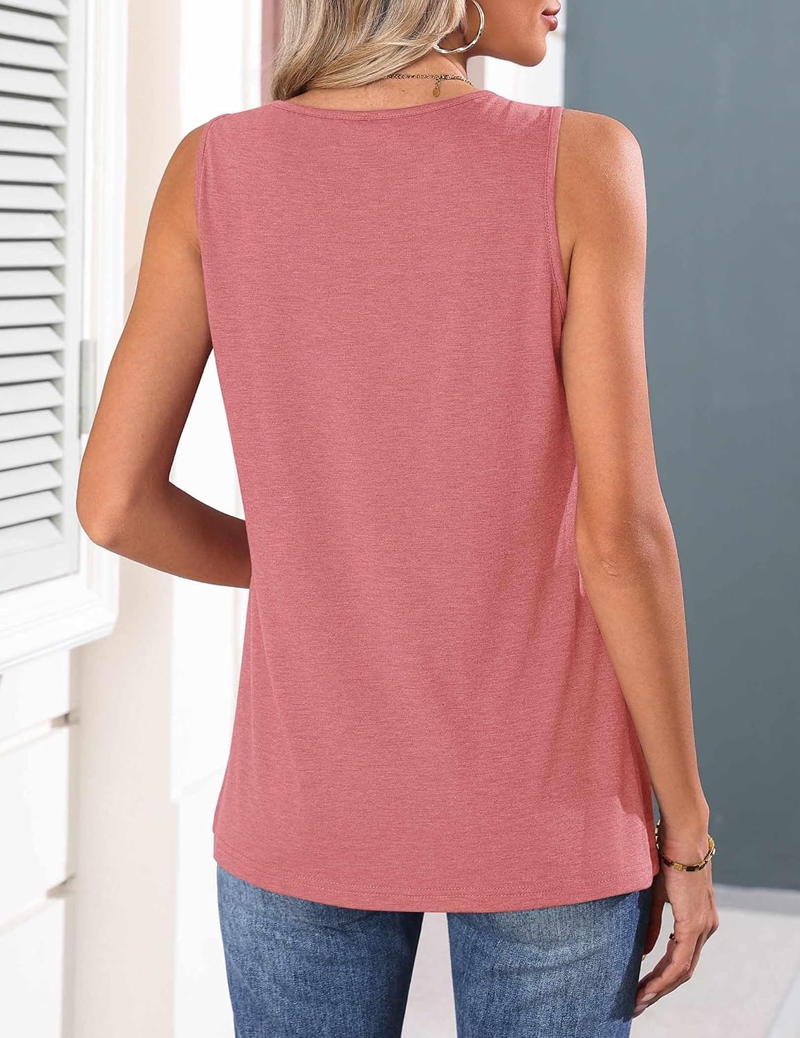 image:imageZeagoo Womens Tank Tops 2026 Summer Pleated Scoop Neck Sleeveless Lace Crochet Boho Tops Dressy Casual Loose Fit BlousesCoral