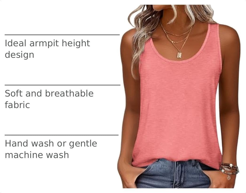 image:imageZeagoo Womens Tank Tops Flowy Loose Fit Scoop Neck Casual Summer Tops Curvy HemCoral