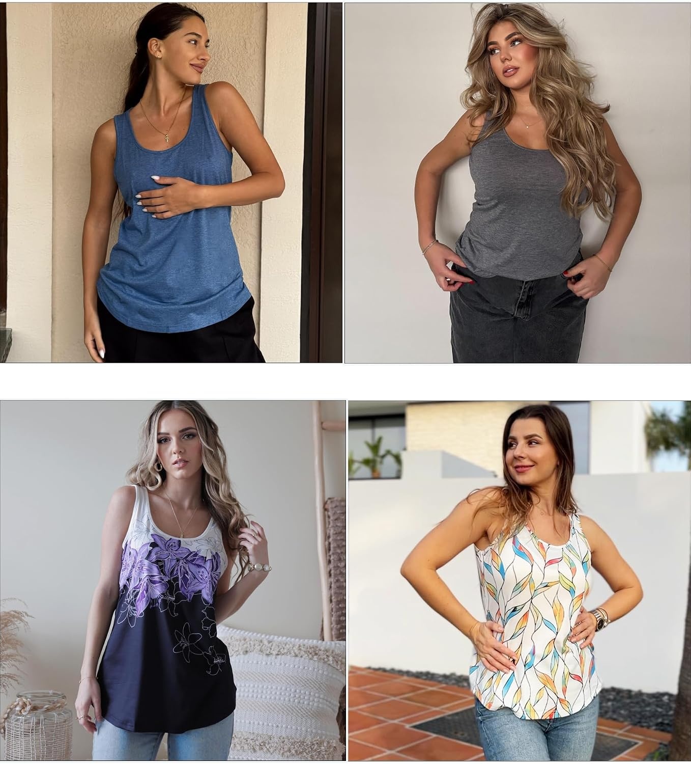 image:imageZeagoo Womens Tank Tops Flowy Loose Fit Scoop Neck Casual Summer Tops Curvy HemHot Pink