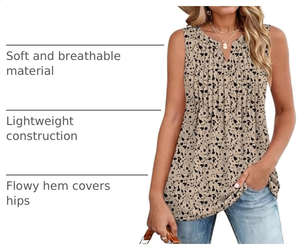 image:imageZeagoo Womens Tops Summer Pleated Sleeveless Tank TopSf154