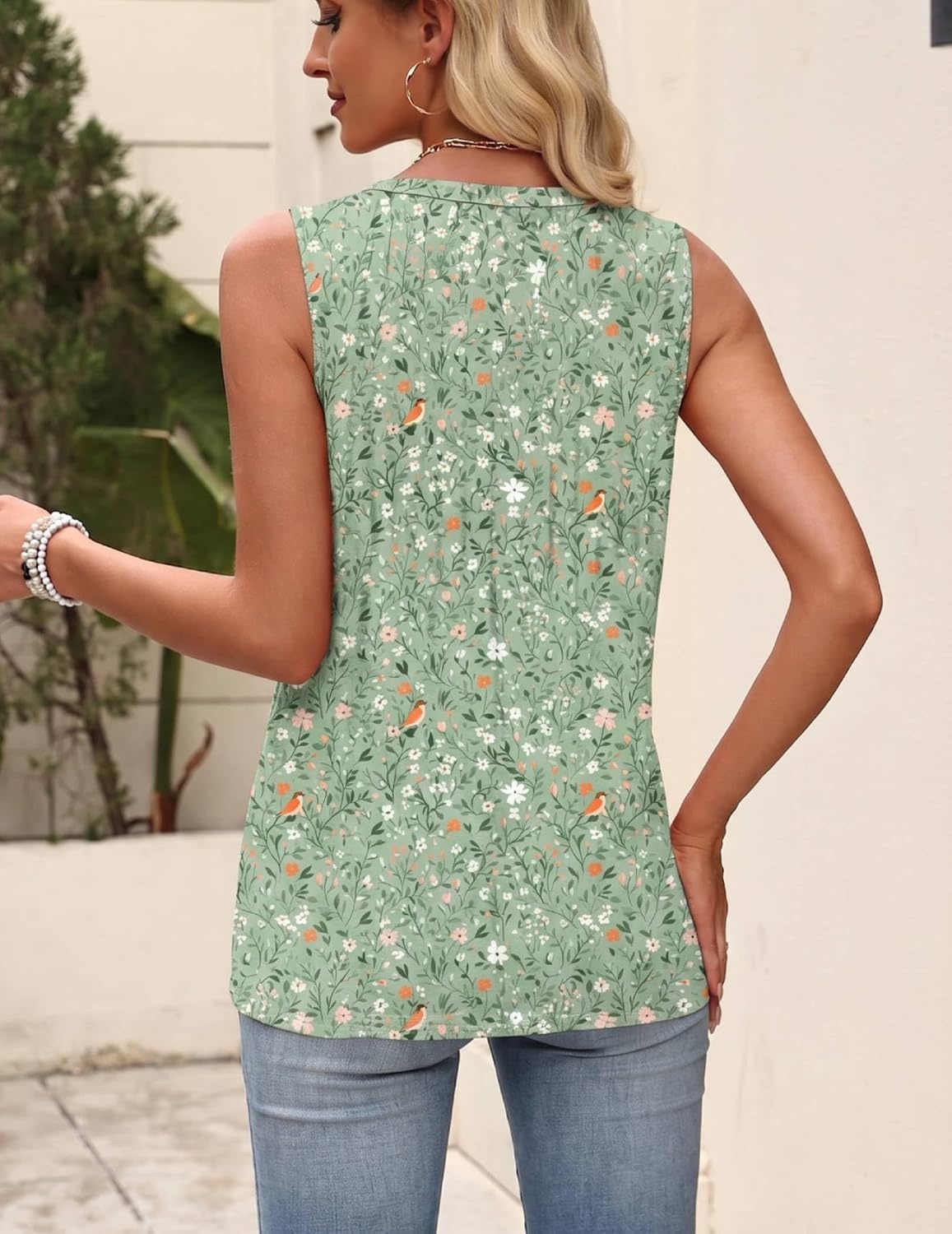 image:imageZeagoo Womens Tops Summer Pleated Sleeveless Tank TopXh534