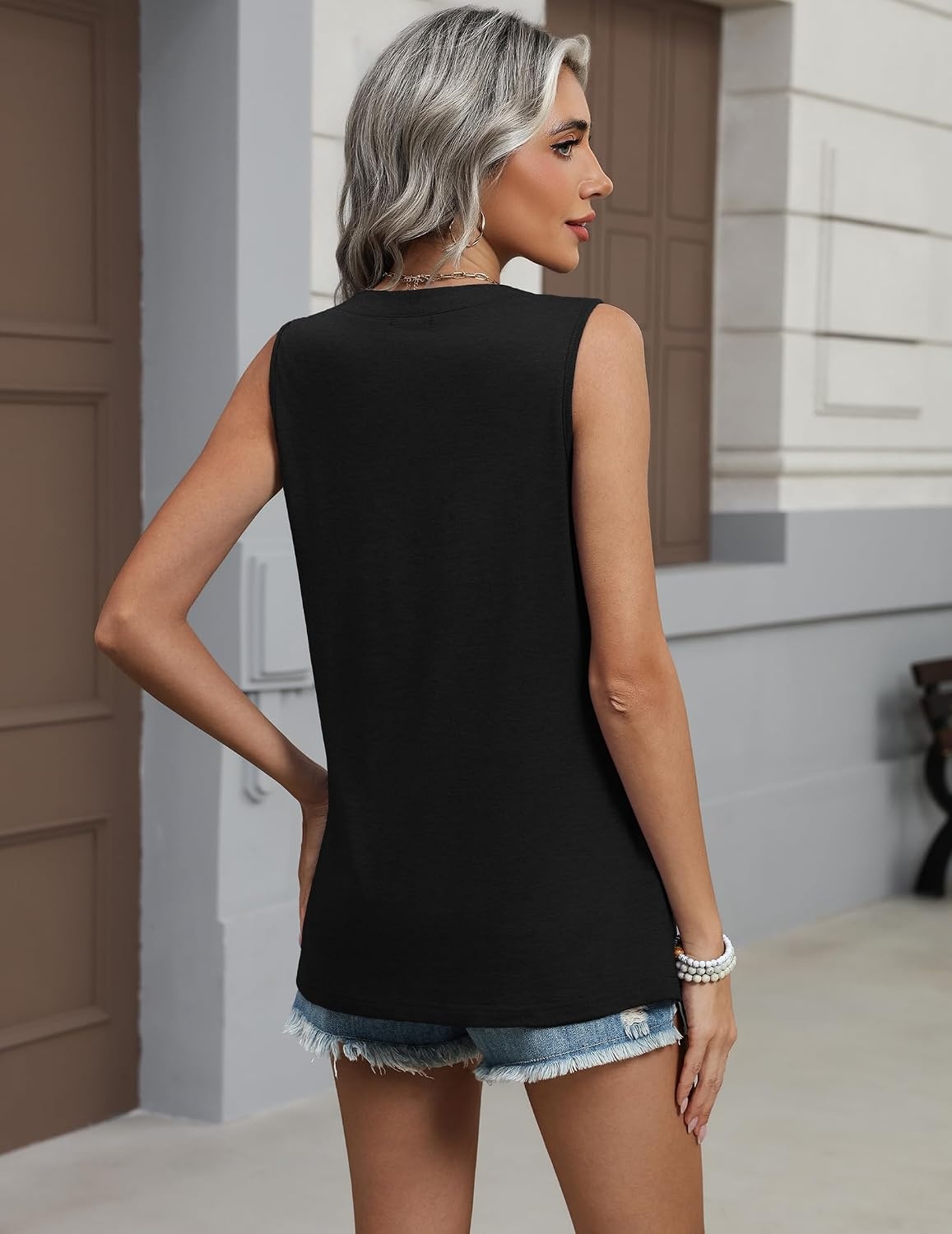 image:imageZeagoo Womens V Neck Tank Tops Summer Tops Sleeveless Shirts Dressy ClothesBlack