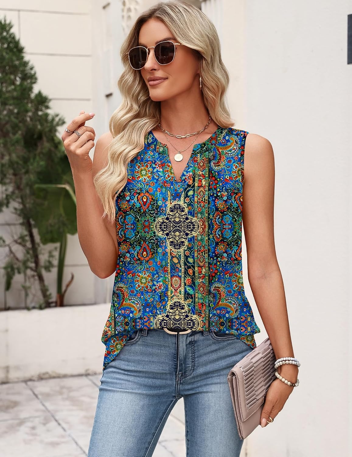 image:imageZeagoo Womens V Neck Tank Tops Summer Tops Sleeveless Shirts Dressy ClothesBmz779