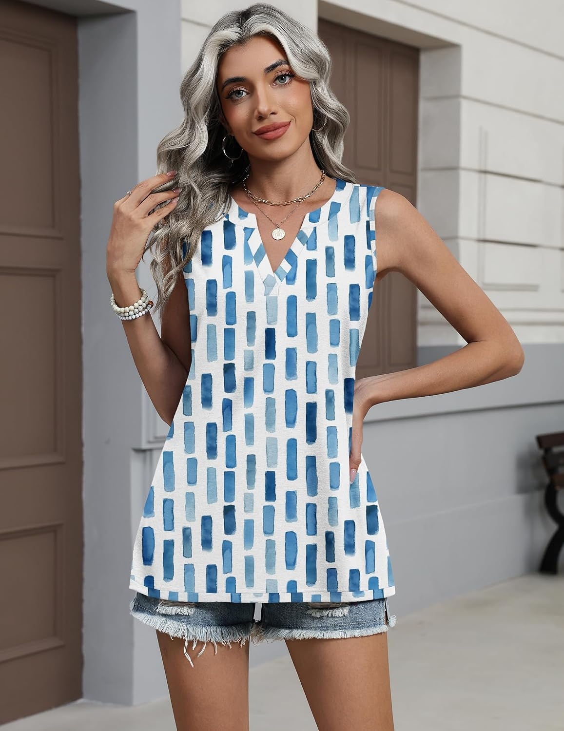image:imageZeagoo Womens V Neck Tank Tops Summer Tops Sleeveless Shirts Dressy ClothesCx329