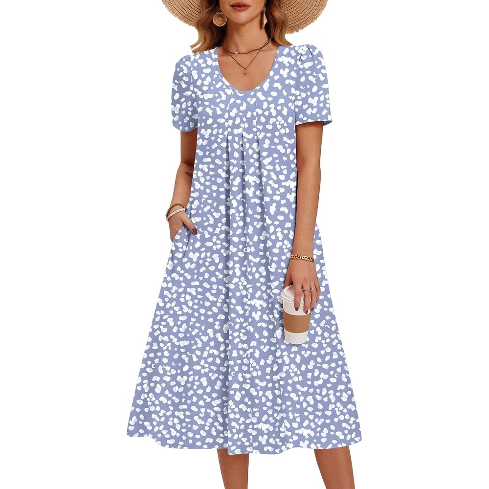 image:imageZeagoo Summer Casual Dress for Womens Floral Midi Sundress with PocketsBlueprinted