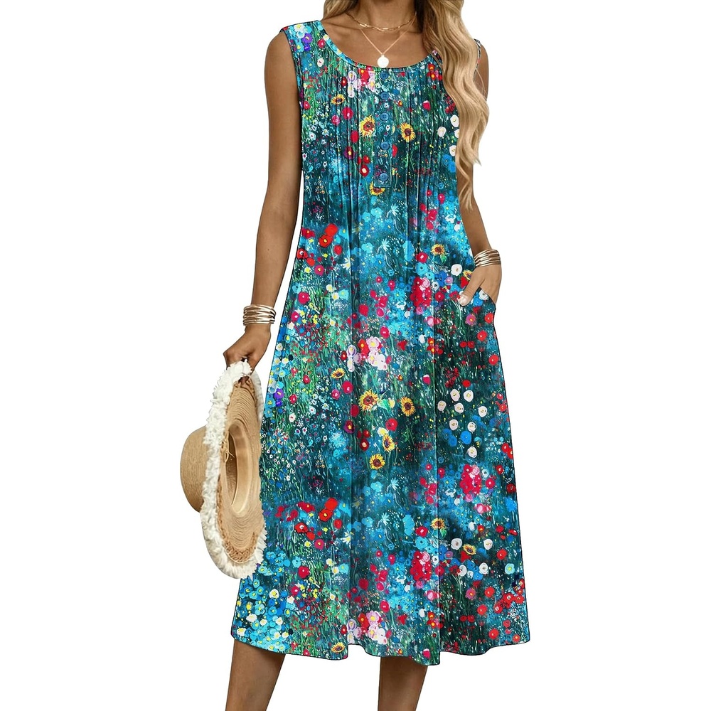 image:imageZeagoo Summer Dress for Women Flowy Aline Casual Midi Tank Dress Boho 2026Colorful