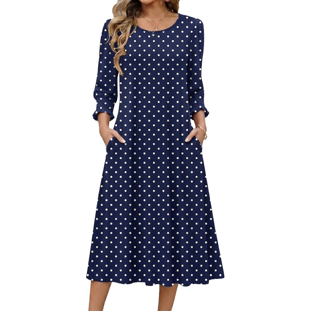 image:imageZeagoo Summer Dresses for Women 2026 34 Sleeve Dress for Women Floral Midi Dresses for Casual Womens Dresses with PocketsCfloraljh379new