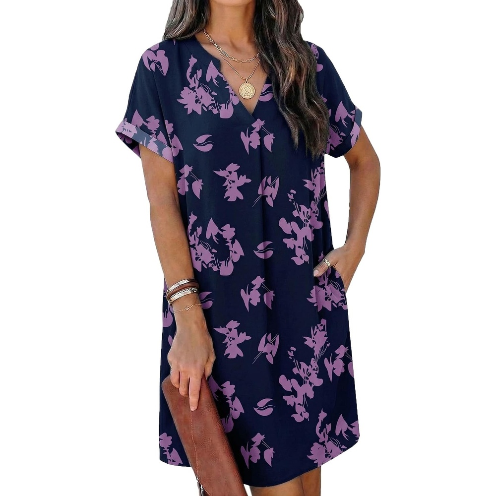 image:imageZeagoo Summer Dresses for Women Shift Dress Casual Mini Vacation SundressPurple Floral