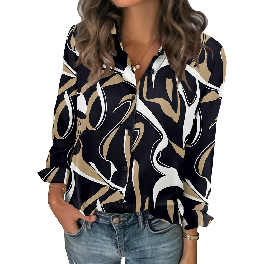 image:imageZeagoo Women Blouses Chiffon Long Sleeve Button Down Shirts Business TopsMulticolor 312