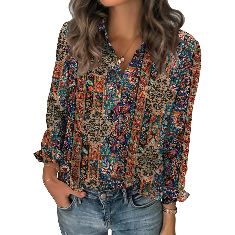 image:imageZeagoo Women Blouses Chiffon Long Sleeve Button Down Shirts Business TopsMulticolor 721