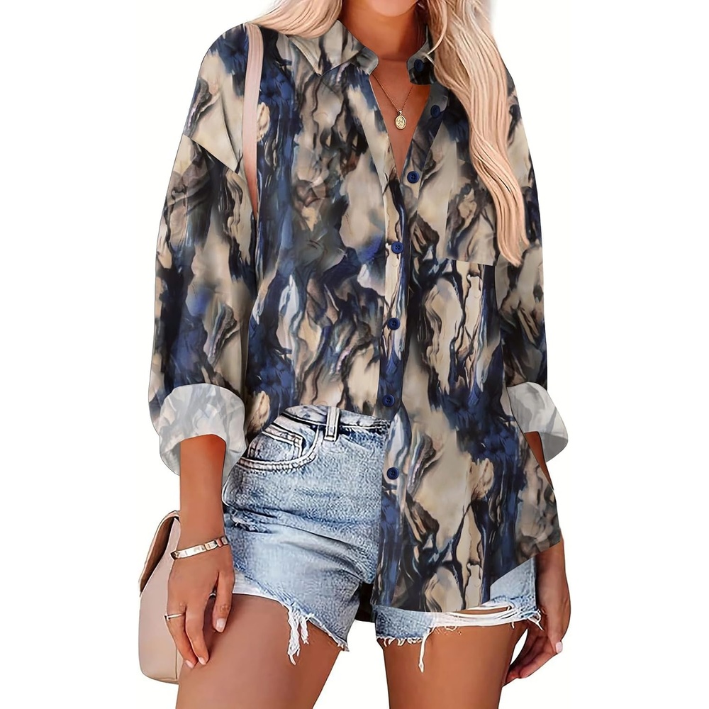 image:imageZeagoo Women Button Down Shirts Oversized Long Sleeve Blouses with PocketBzr220