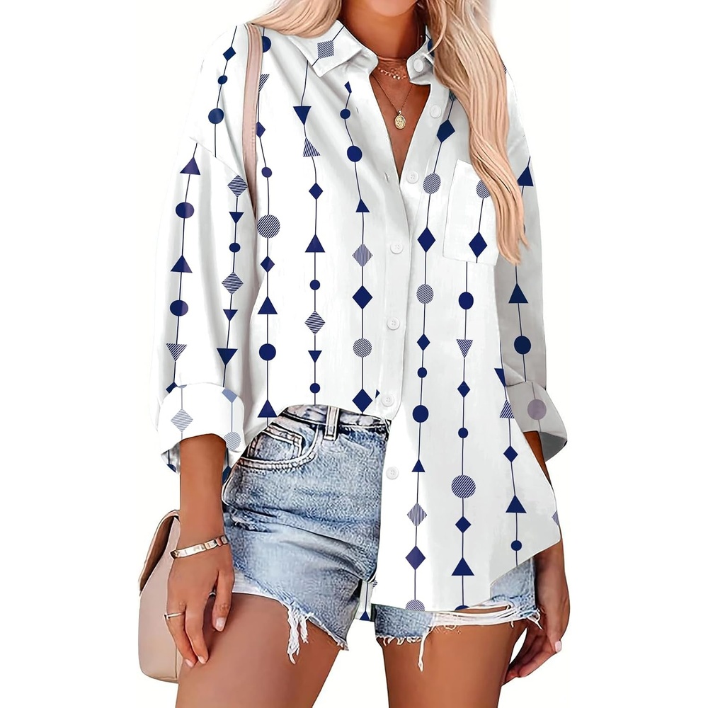 image:imageZeagoo Women Button Down Shirts Oversized Long Sleeve Blouses with PocketJh599