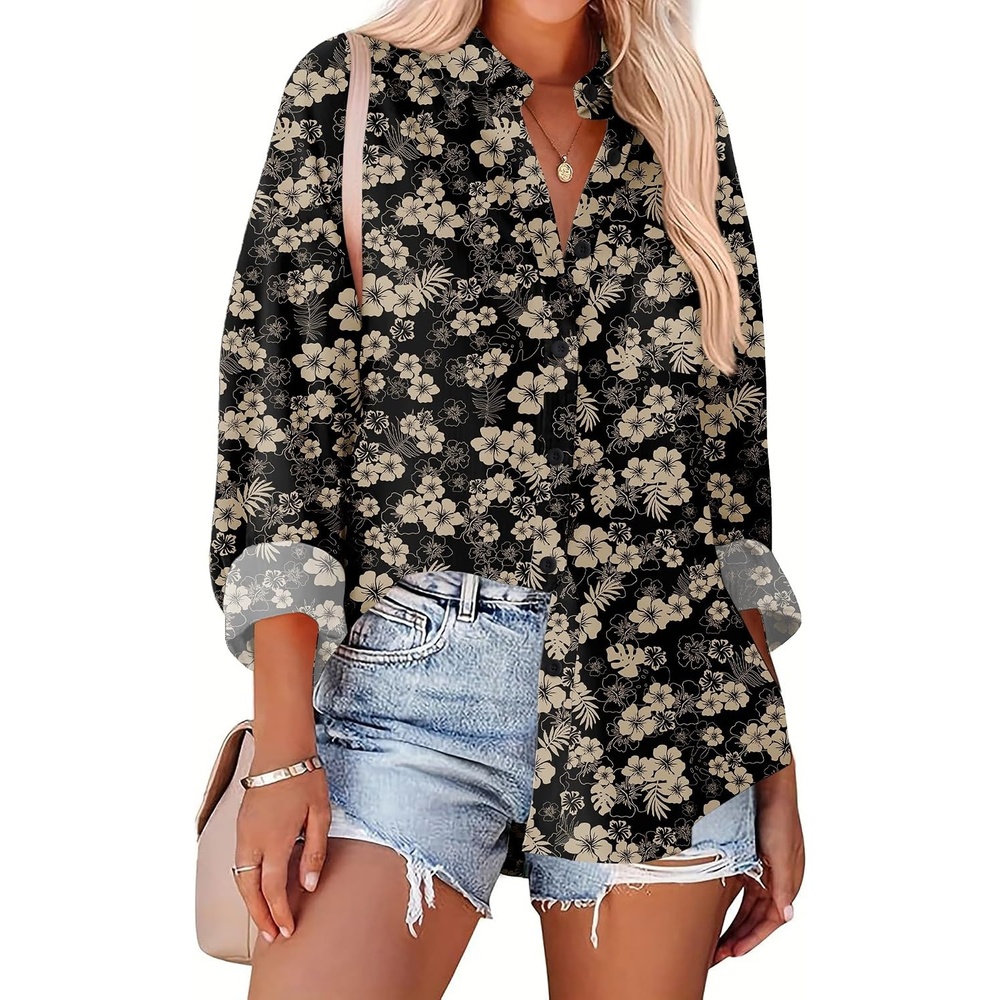 image:imageZeagoo Women Button Down Shirts Oversized Long Sleeve Blouses with PocketSf209