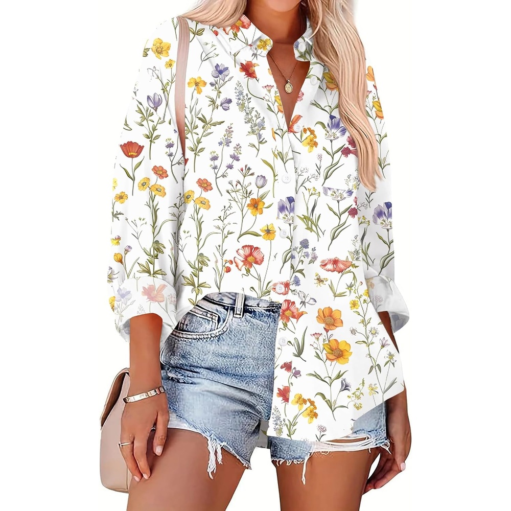 image:imageZeagoo Women Button Down Shirts Oversized Long Sleeve Blouses with PocketXh403
