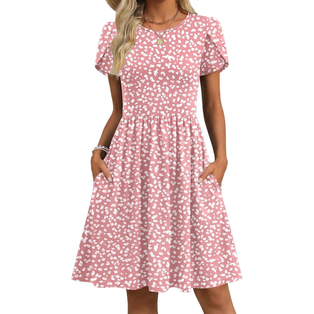 image:imageZeagoo Women Summer Dress 2026 Short Sleeve Aline Mini Dresses with Pockets Casual Swing Tshirt Dress Vocation Beach SundressJh589