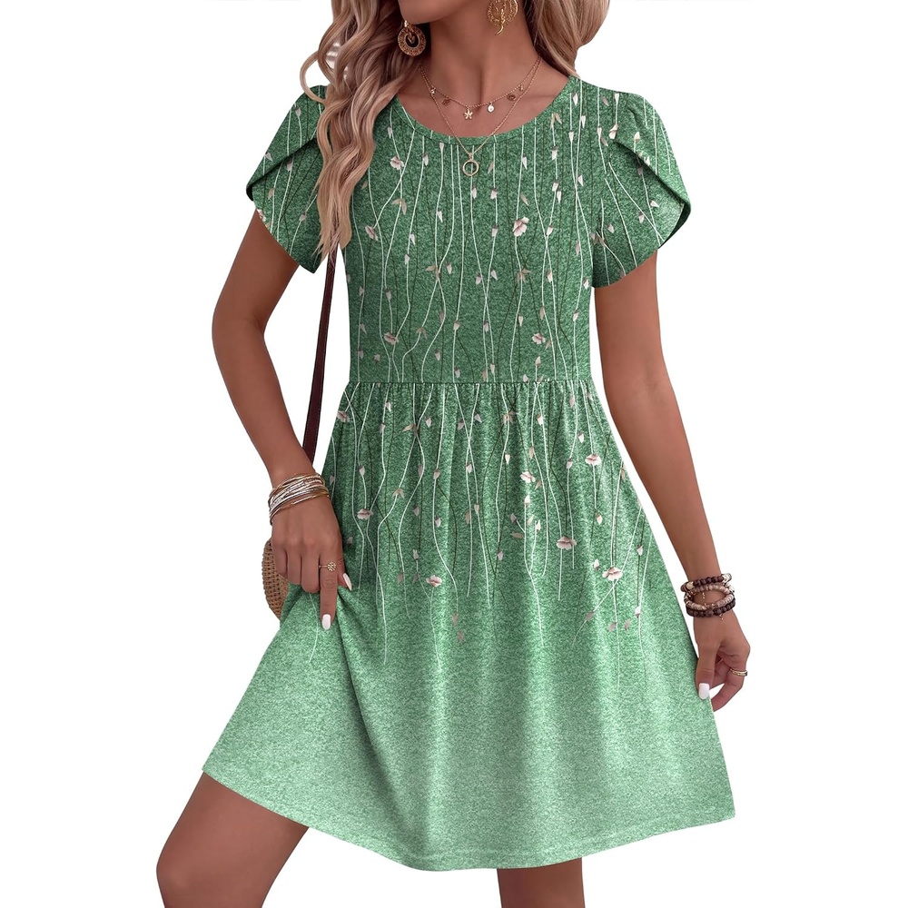 image:imageZeagoo Women Summer Dress 2026 Short Sleeve Aline Mini Dresses with Pockets Casual Swing Tshirt Dress Vocation Beach SundressXh509