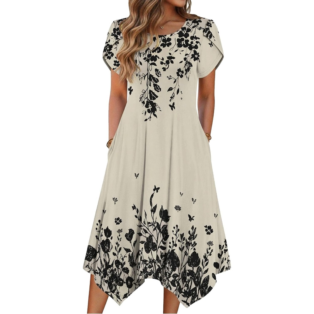 image:imageZeagoo Womens Casual Dress for Summer Loose Hankerchief Flare Midi SundressSf364