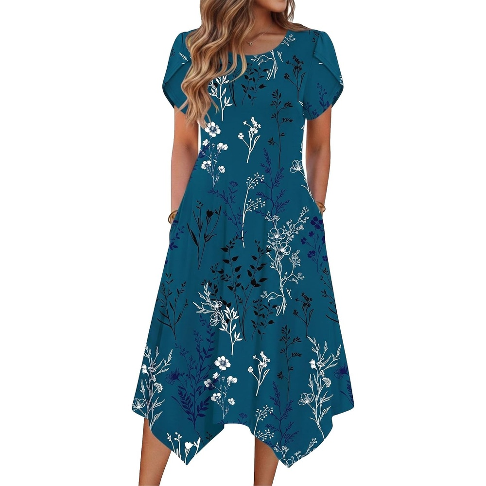 image:imageZeagoo Womens Casual Dress for Summer Loose Hankerchief Flare Midi SundressSf365