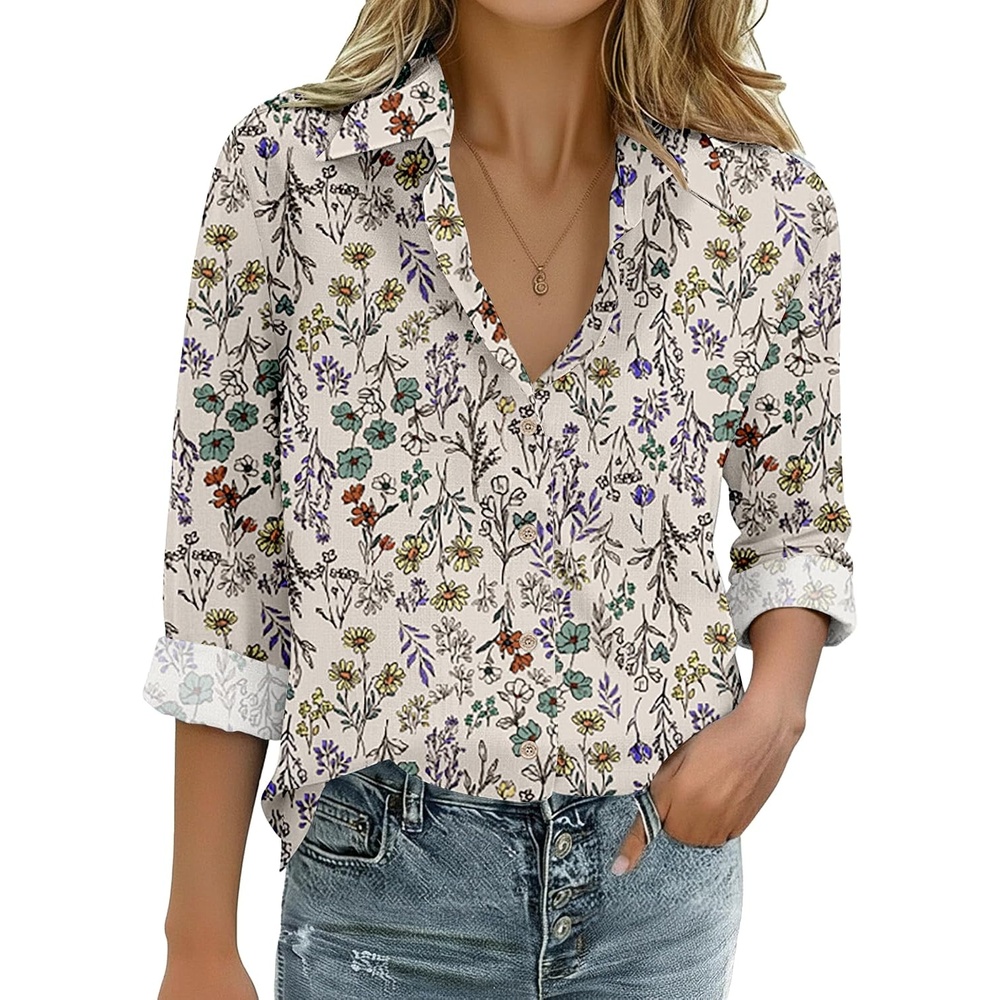 image:imageZeagoo Womens Cotton Button Down Shirts Long Sleeve Collared Blouse S3XLXh397