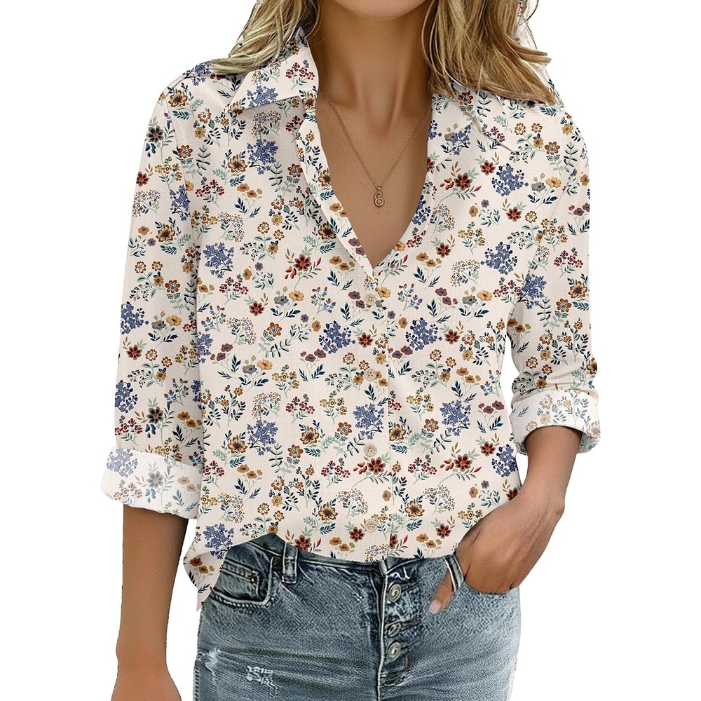 image:imageZeagoo Womens Cotton Button Down Shirts Long Sleeve Collared Blouse S3XLXh51