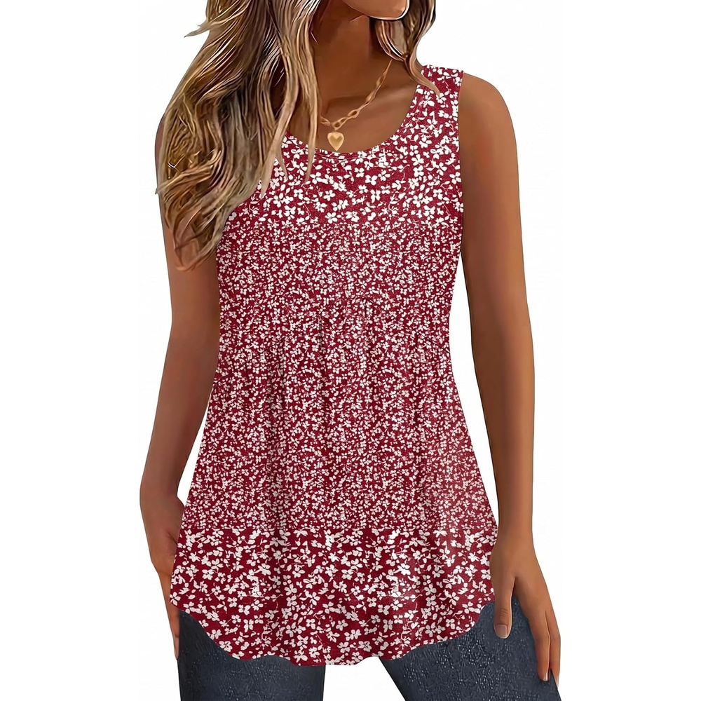 image:imageZeagoo Womens Summer Sleeveless Tank Tops Crew Neck Babydoll Casual TopsFloral
