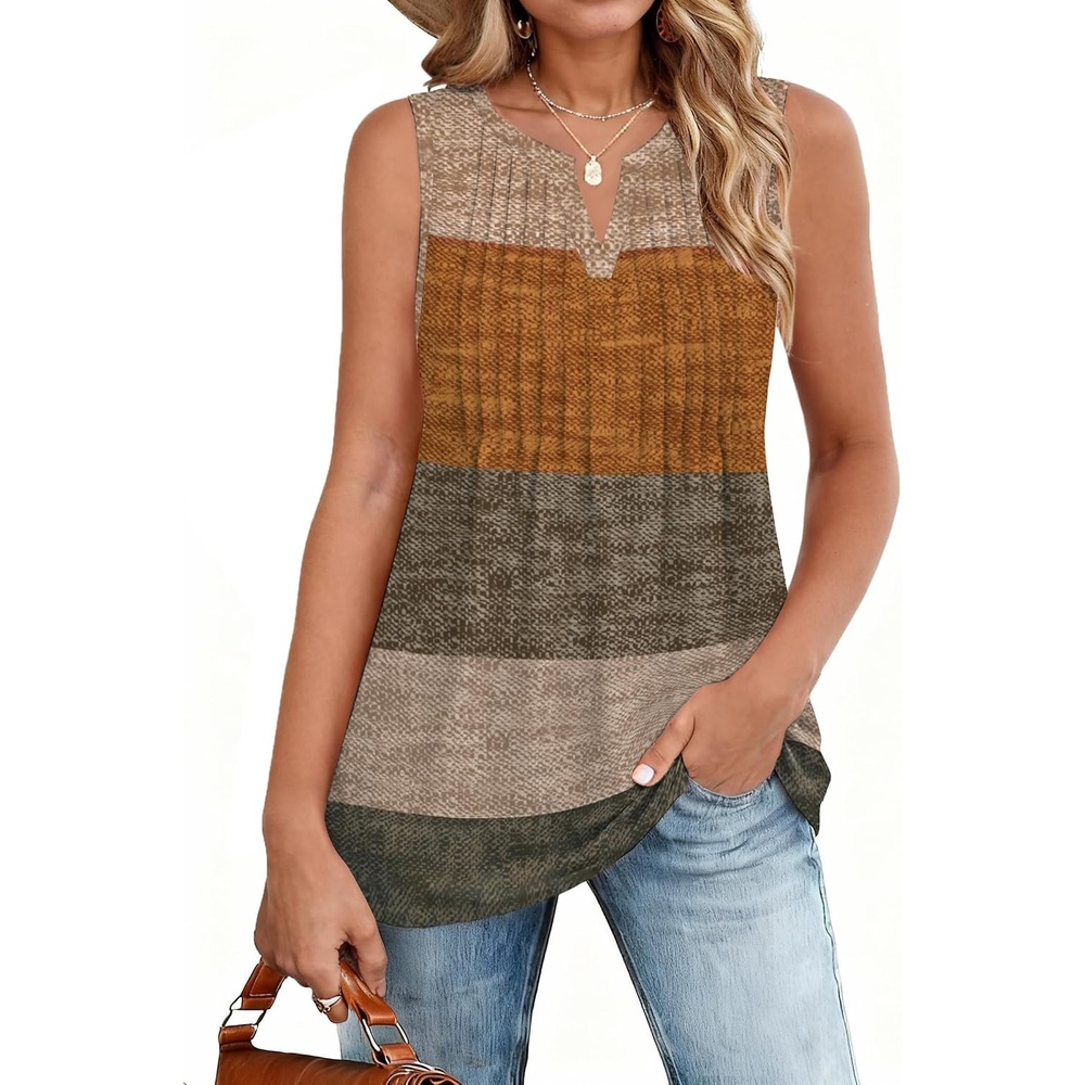 image:imageZeagoo Womens Tops Summer Pleated Sleeveless Tank TopJh398