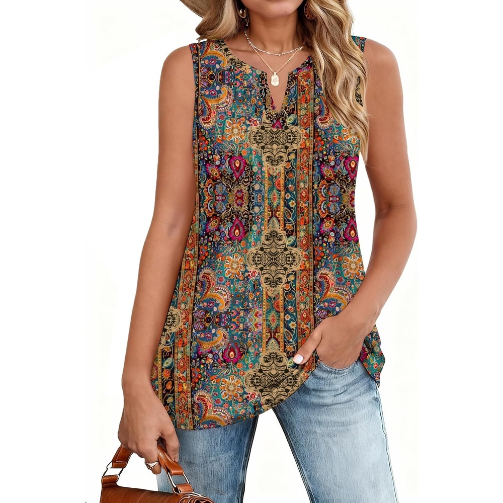 image:imageZeagoo Womens Tops Summer Pleated Sleeveless Tank TopMz721