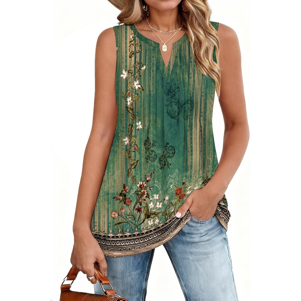 image:imageZeagoo Womens Tops Summer Pleated Sleeveless Tank TopMz839